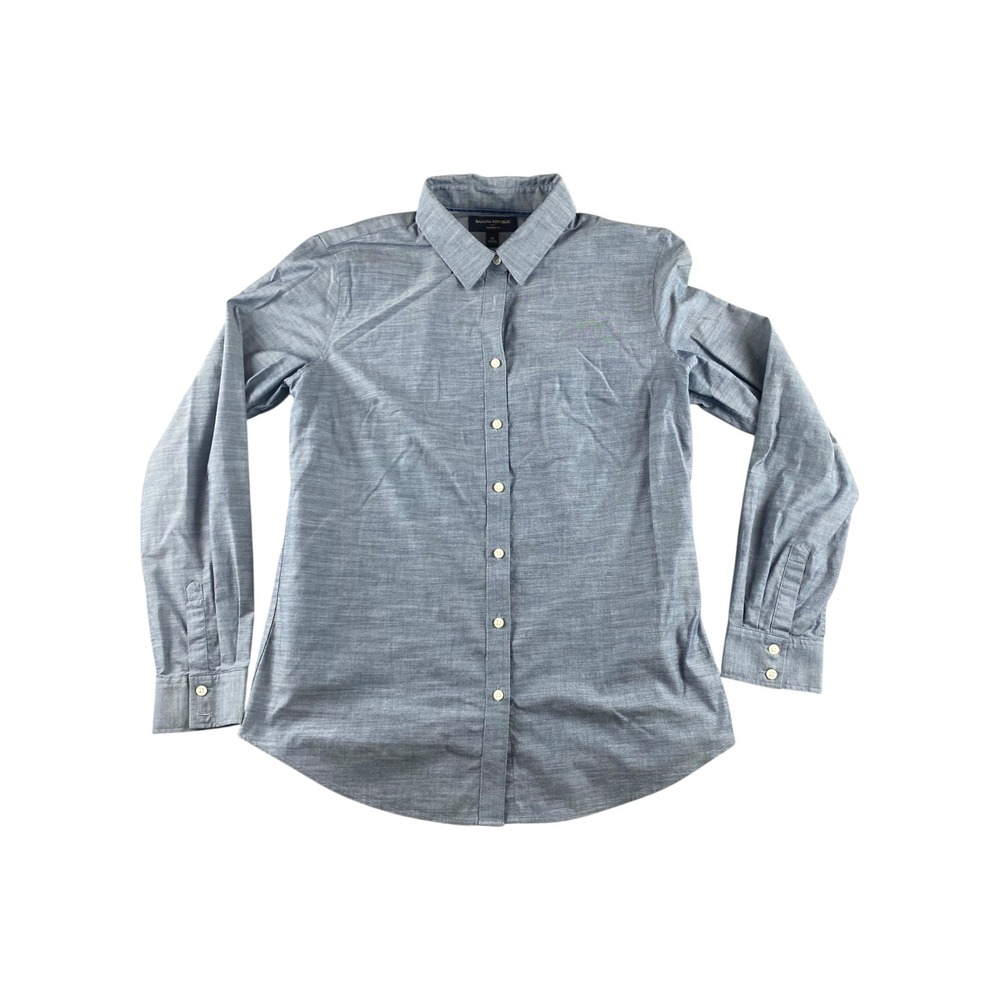 Banana Republic Tailored Fit Blue Chambray Button Down Shirt Women Size 12